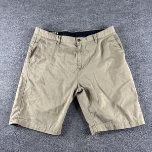 Volcom Shorts Mens 38 Beige Chino Cotton Polyester Flat Front Pockets Logo